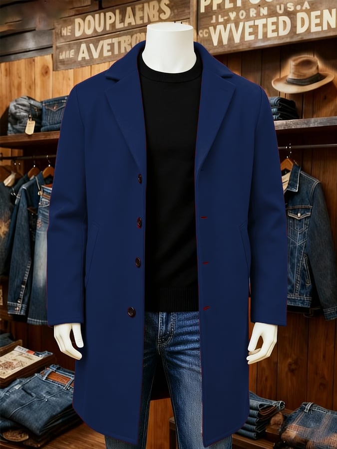 Men'S Fashionable Warm Woolen Windbreaker Jacket