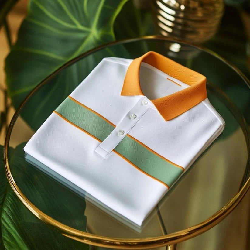 Men's Business Casual Embroidered    Button Short Sleeve Polo Shirt