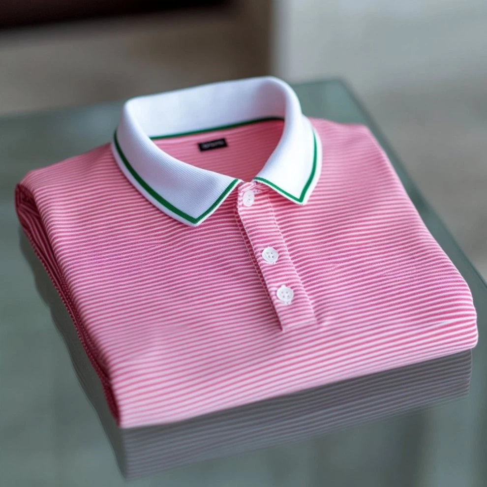 Men's Business Casual    Embroidered Button Short Sleeve Polo Shirt