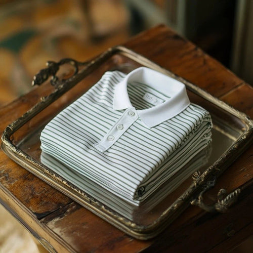 Men's Business Casual    Embroidered Button Short Sleeve Polo Shirt