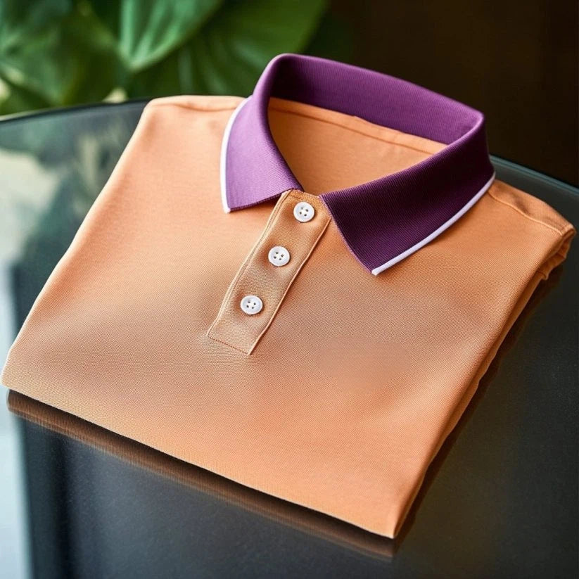 Men's Business Casual Embroidered    Button Short Sleeve Polo Shirt