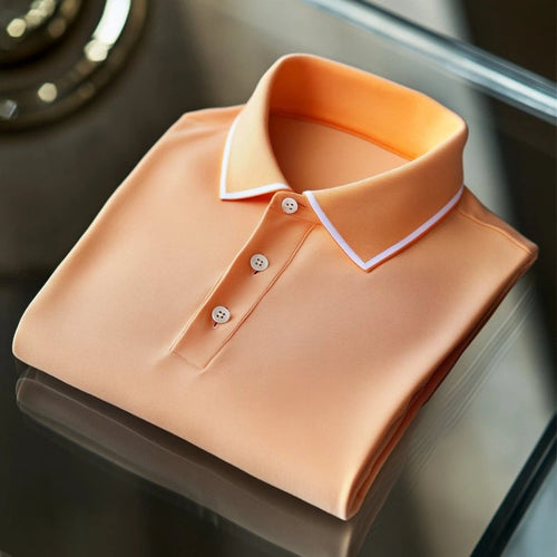 Men's Business Casual    Embroidered Button Short Sleeve Polo Shirt