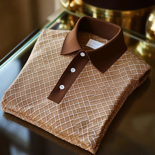 Men's Business Casual    Embroidered Button Short Sleeve Polo Shirt