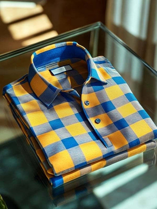 Men's Classic Business Logo Button Short Sleeve Polo Shirt