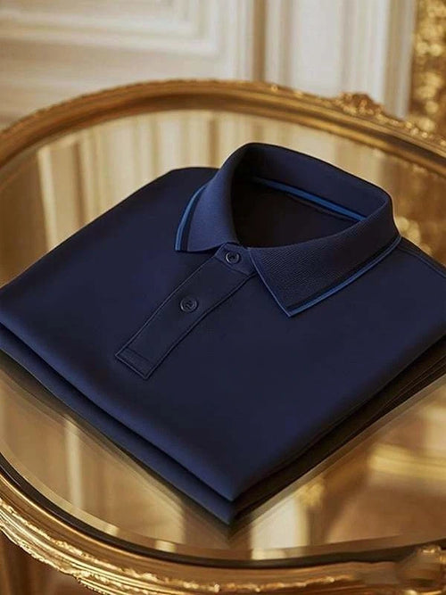 Men's Classic Business Logo Button Short Sleeve Polo Shirt