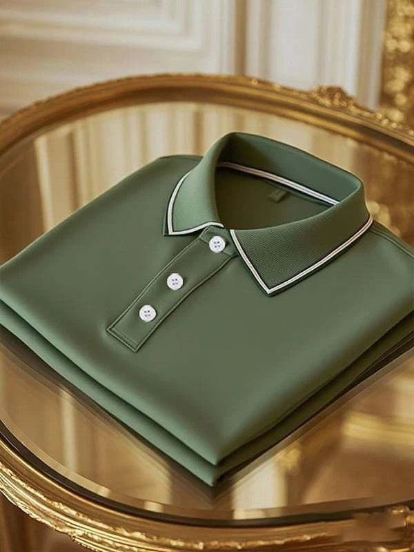 Men's Classic Business Logo Button Short Sleeve Polo Shirt