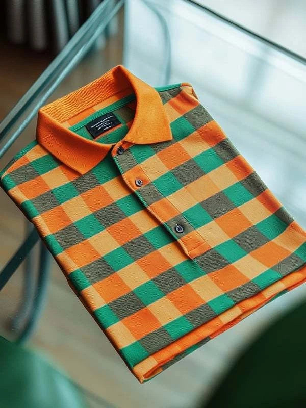Men's Classic Business Logo Button Short Sleeve Polo Shirt