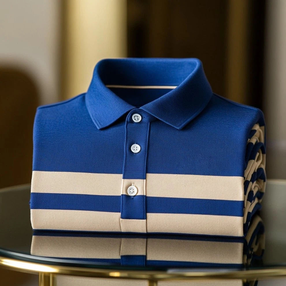 Men's Business Casual Embroidered    Button Short Sleeve Polo Shirt