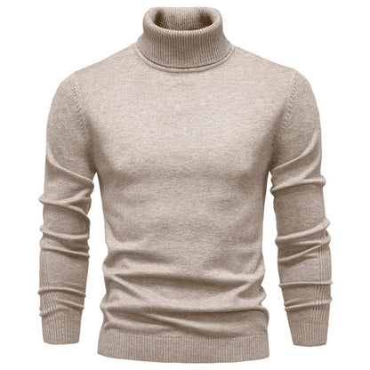 Men's Shirtssolid Color Turtleneck Pullover Sweater Tops