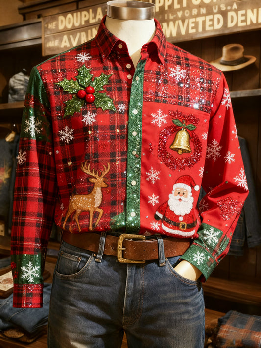Men's Casual Christmas Long Sleeve Shirt