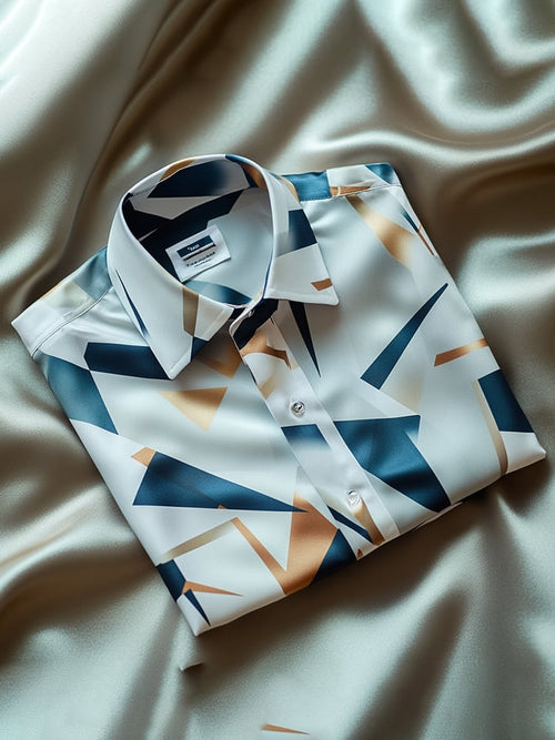 Men's Satin Luxe Print Short Sleeve Button Shirt