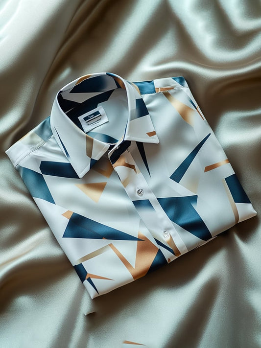 Men's Satin Luxe Print Short Sleeve Button Shirt
