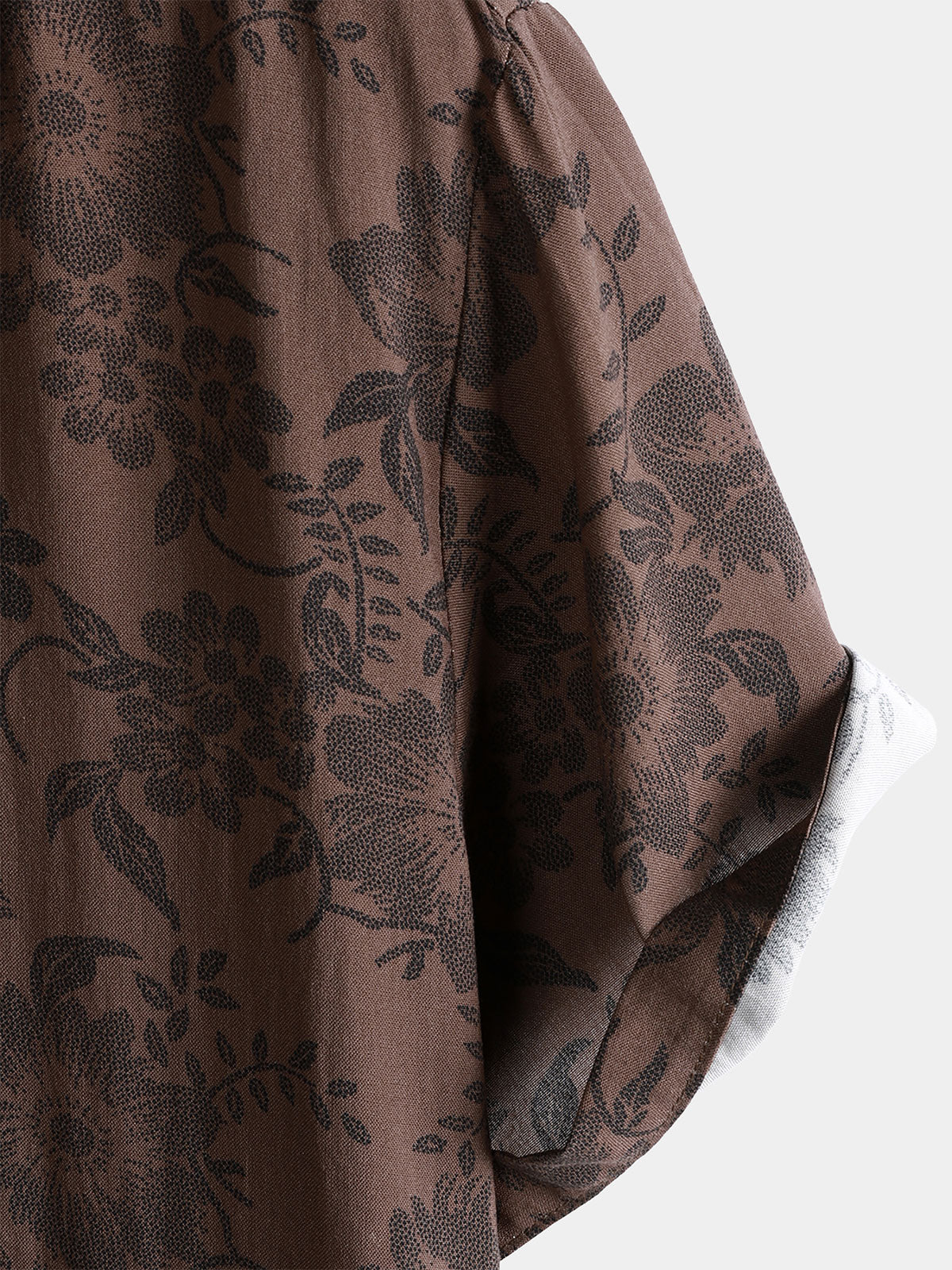 Men's Retro Brown Floral Holiday Wear Short Sleeve Shirt