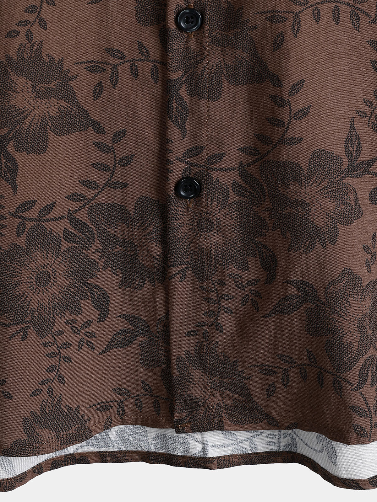 Men's Retro Brown Floral Holiday Wear Short Sleeve Shirt
