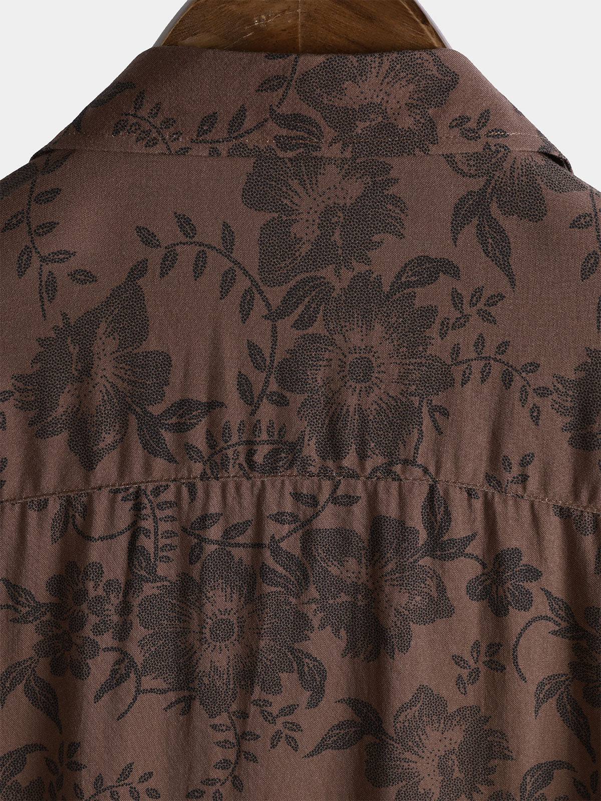 Men's Retro Brown Floral Holiday Wear Short Sleeve Shirt