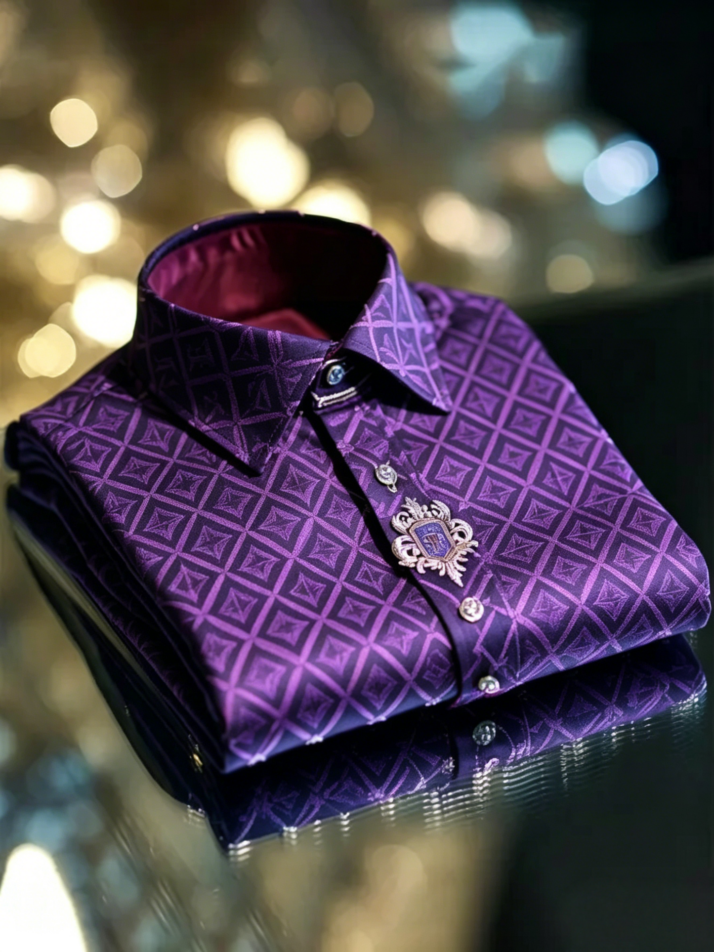 Men's Satin Luxe Long Sleeve Button Down Shirt