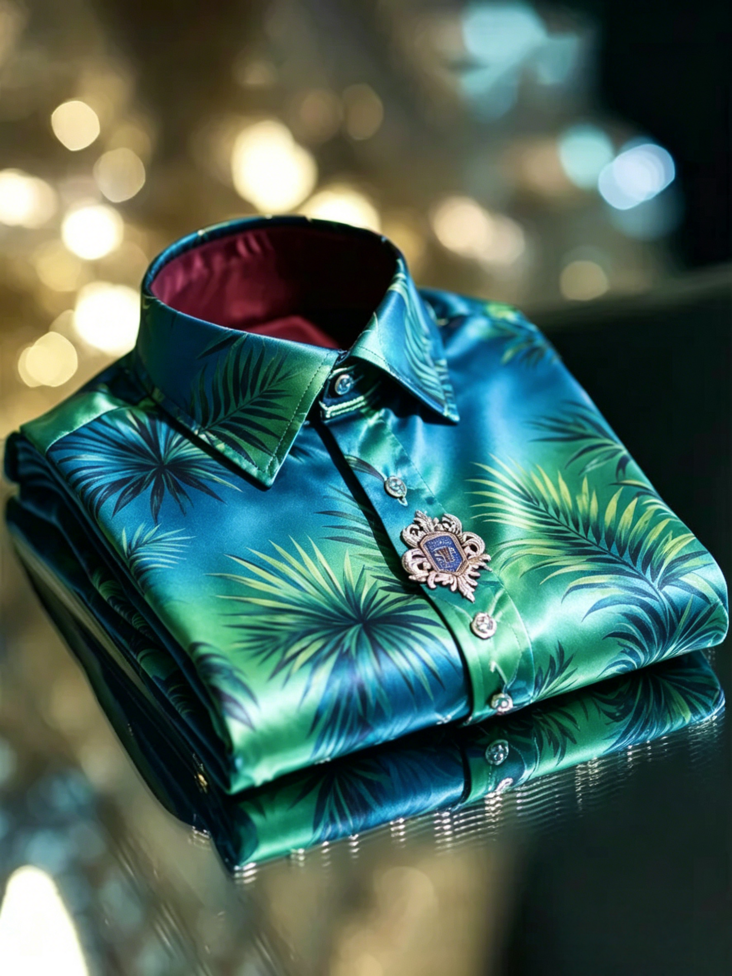 Men's Satin Luxe Long Sleeve Button Down Shirt