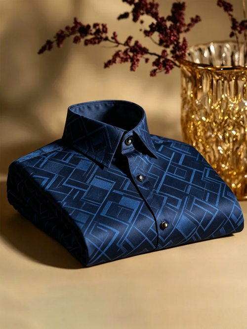 Men's Satin Luxury Vintage Business Long Sleeve Shirt