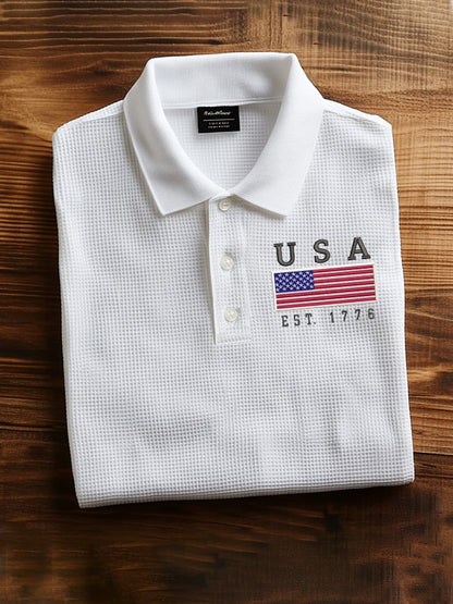 Men'S Independence Day Flag Casual Polo Shirt