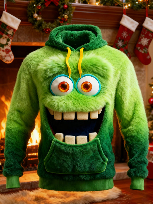 Men's Casual Print Plush Hoodie
