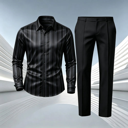 Men's Printed Long-Sleeve Shirt and Pants Set