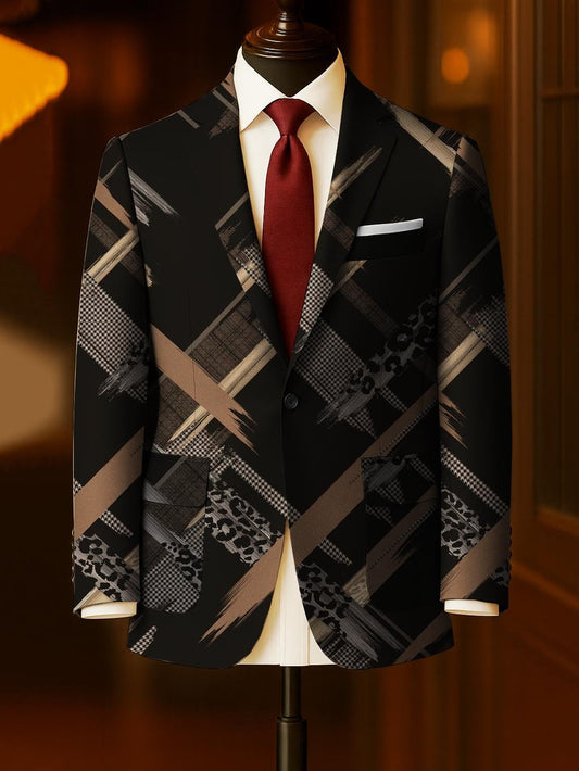Men's Business Casual Large Pocket Print Blazers