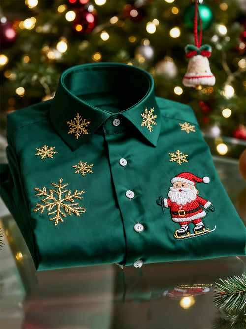 Men's  Christmas Long Sleeve Button-Down Shirt
