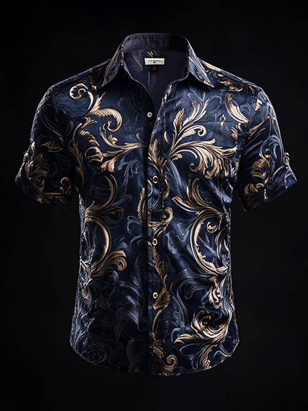 Men's Retro Gothic Pattern Short Sleeve Shirt