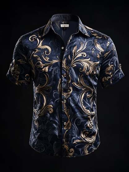 Men's Retro Gothic Pattern Short Sleeve Shirt