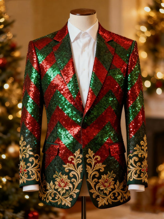 Men's Luxury Christmas Lapel Suit Jacket