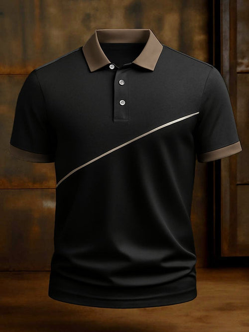 Men'S Casual Classic Contrast Color Print Business Short-Sleeved Polo Shirt