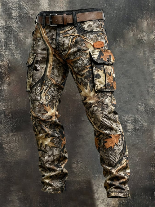 Men's Vintage Camouflage Distressed Pocket Work Pants