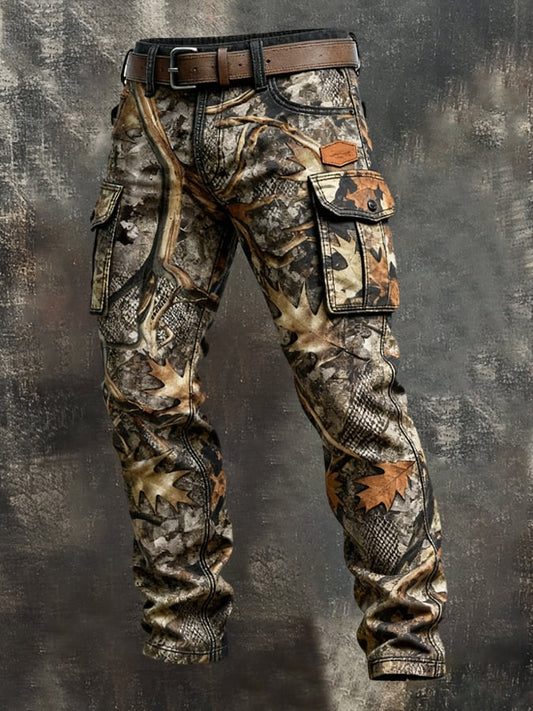 Men's Vintage Camouflage Distressed Pocket Work Pants