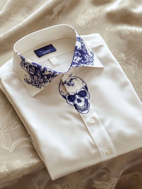 Men's business casual skull lapel short-sleeved shirt