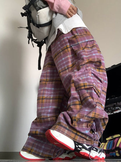 Men's Fashion Casual Plaid Multifunctional Pocket Pants