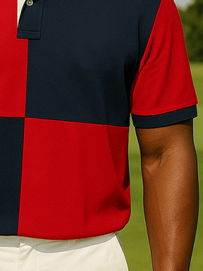 Men's basic daily casual stitching sports contrast color short-sleeved