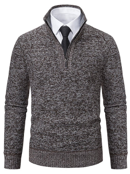 Men's Fashionable Velvet Warm Zipper Design Sweater