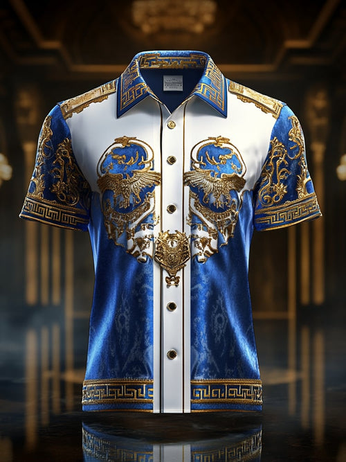 Men's Satin Luxe Print Short Sleeve Button Shirt
