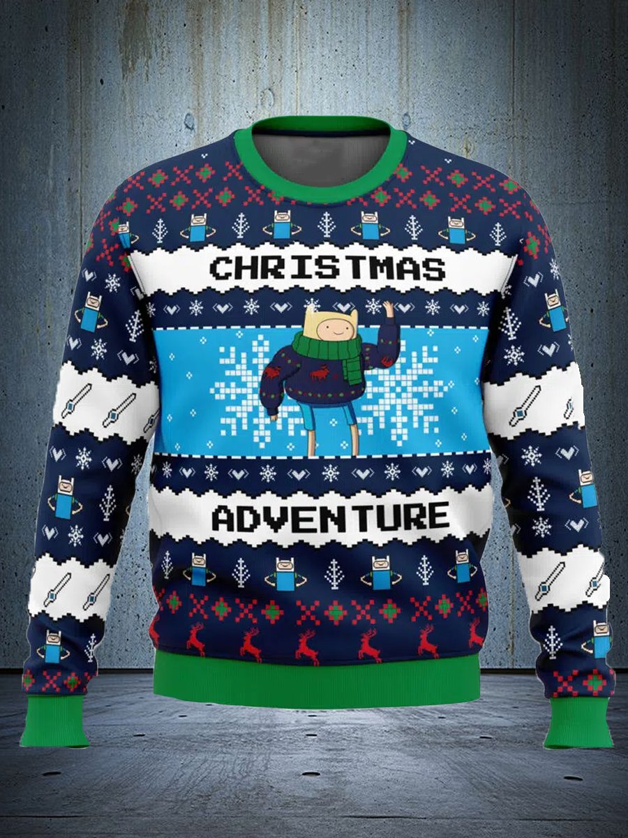 Finn's Christmas Adventure Time Ugly Christmas Sweatshirt