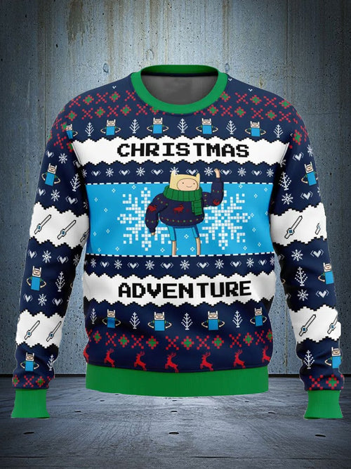 Finn's Christmas Adventure Time Ugly Christmas Sweatshirt