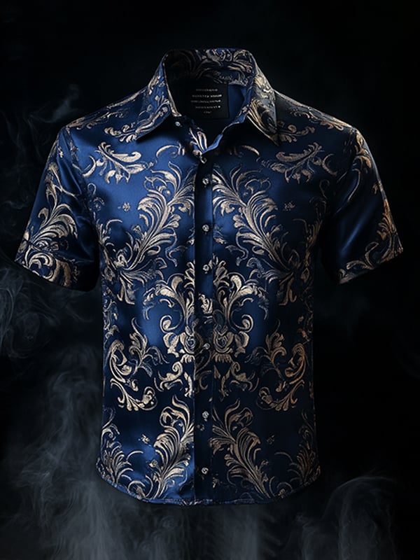 Men's Retro Gothic Pattern Short Sleeve Shirt