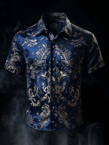 Men's Retro Gothic Pattern Short Sleeve Shirt
