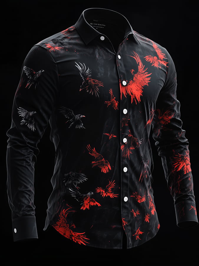 Men's Viking Dark Raven Print Shirt