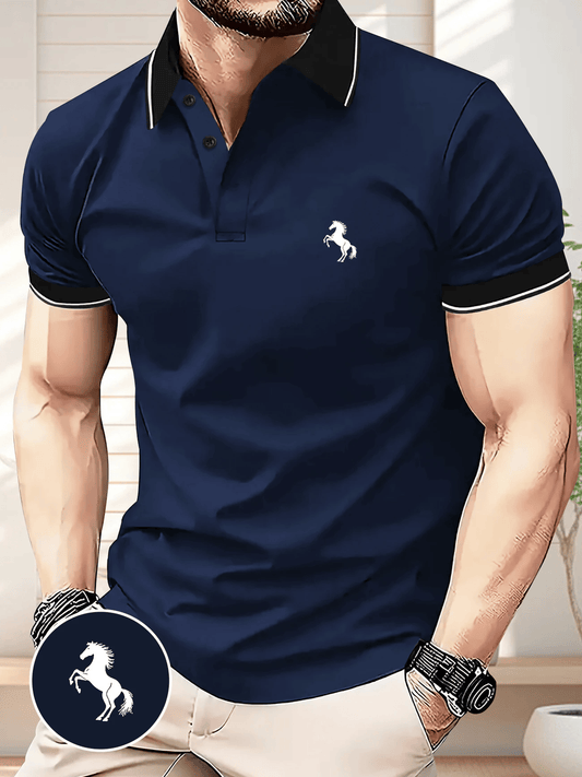 Men's Business Logo Button-Down Short Sleeve Polo Shirt