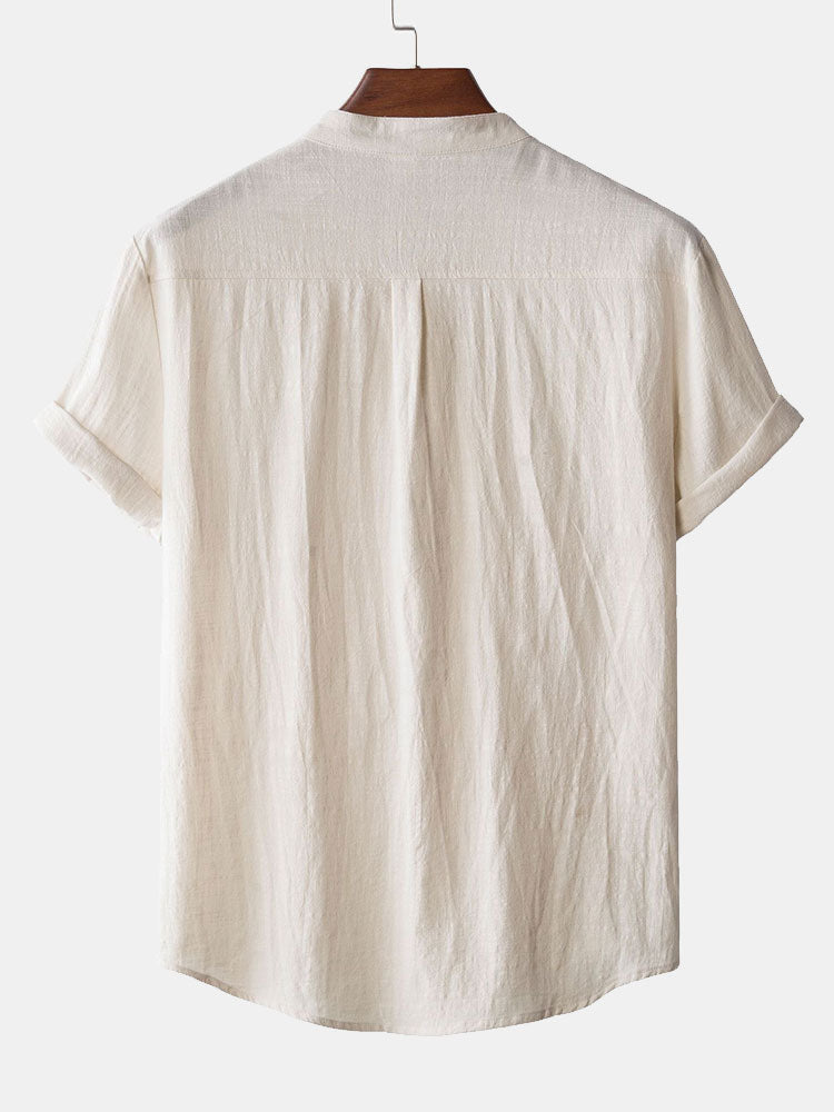 Henry Collar Shirt With Pocket