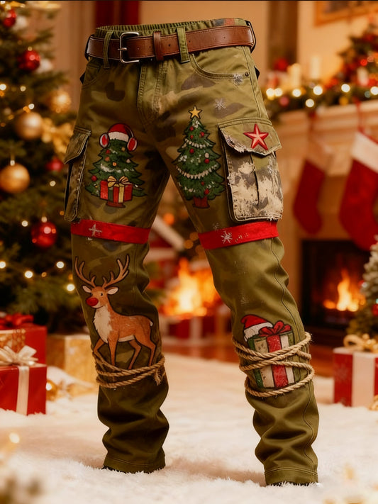 Men's Christmas Printed Cargo Pants