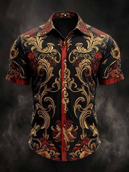 Men's Retro Gothic Pattern Short Sleeve Shirt