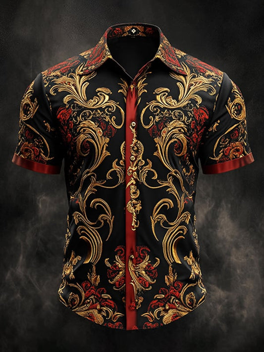 Men's Retro Gothic Pattern Short Sleeve Shirt