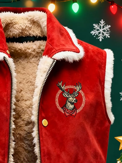 Men's Retro Suede Christmas Vest Jacket