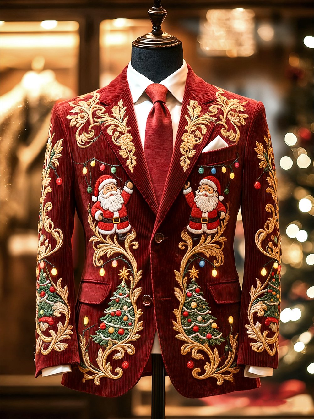 Men's Vintage Casual Christmas Party Corduroy Blazer